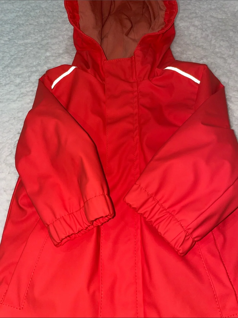 Cat & Jack Bright Coral Red Hooded Raincoat